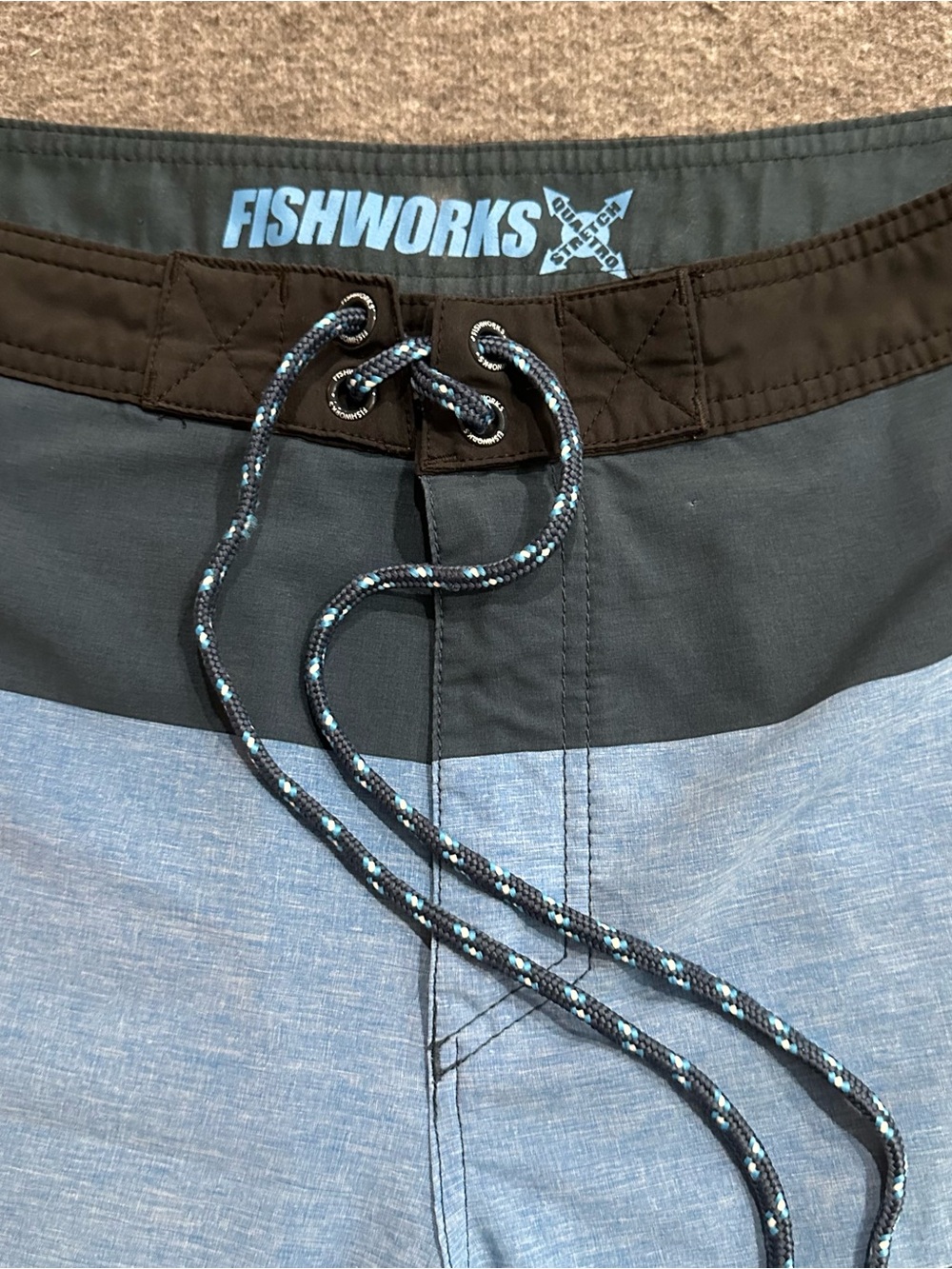 Fishworks Quad Stretch Board Shorts Men's Size 34 Blue Fishing Surf Swim Shorts - Picture 3 of 6